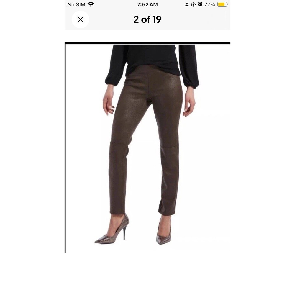 HUE Textured Microsuede Leggings Mulch Brown Size Medium Snakeskin Pants NWT